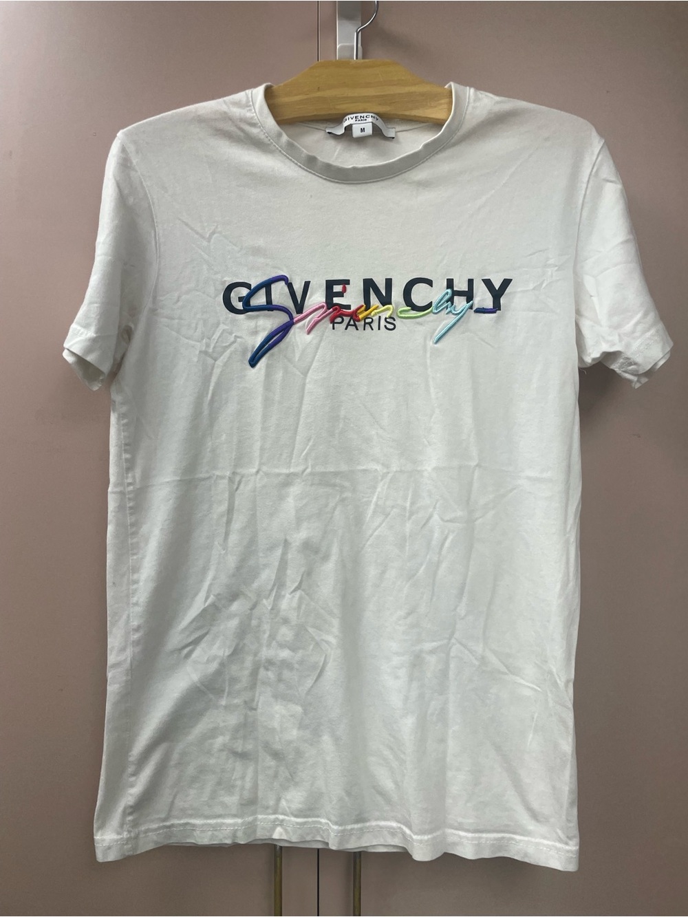 Givenchy Paris Men’s Cuban Fit Embroidered Logo White T-Shirt Size M